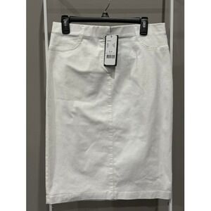 Robell Maraike White Denim Pull On Stretch Pencil Skirt Womens Size 8 NWTClassic